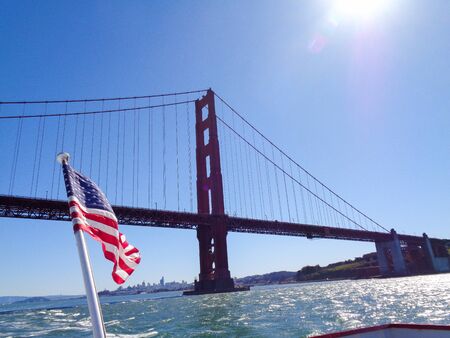 golden gate bridge from the boatの写真素材