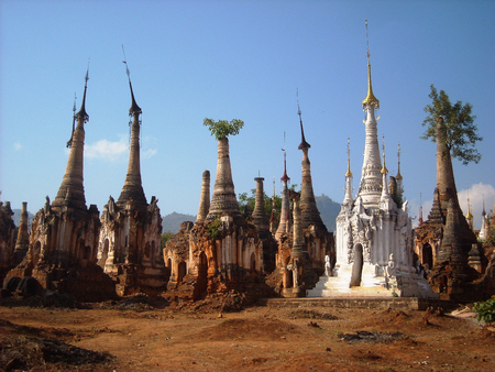 old temples in burma at a tour outside the cityの写真素材