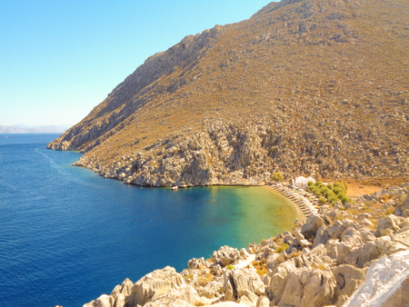 beach in grecce at the summertime in the holidayの写真素材