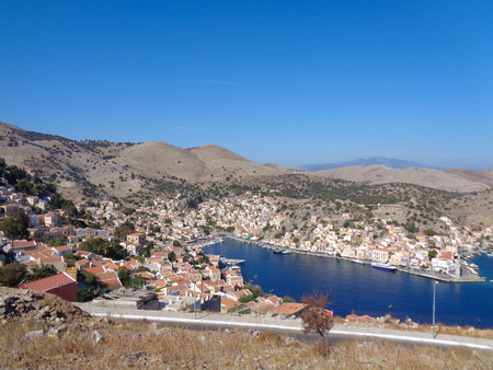 view to the bay in greece in karpathos at summerの写真素材