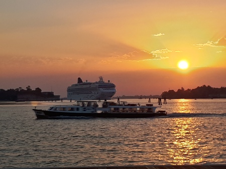 wonderful sunset in venice at the summer