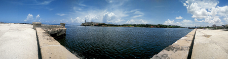 panorama picture from an empty stone beach at summerの写真素材