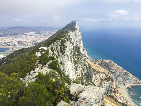 view to the rock from gibraltar to the bay aboveの写真素材