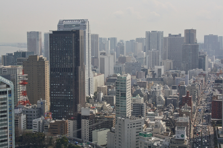 view from the skyscraper to tokyo city at summerの写真素材