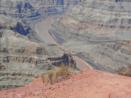 view from the rock to a river in the grand canyonの写真素材