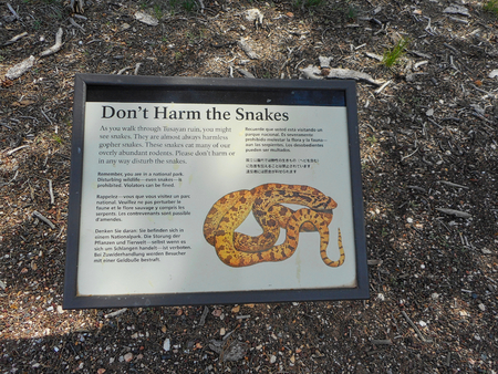 dontÂ´ harm the snakes sign in the grand canyonの写真素材