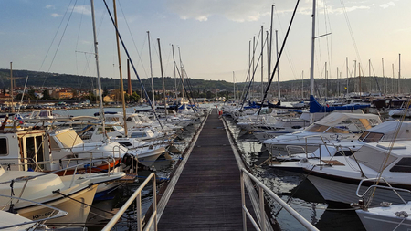 many boats at the pierのeditorial素材