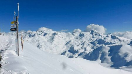 a ski run in the mountain alps