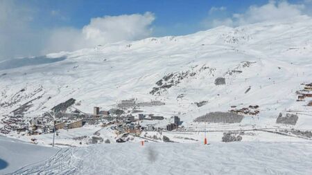 a ski run in the mountain alps