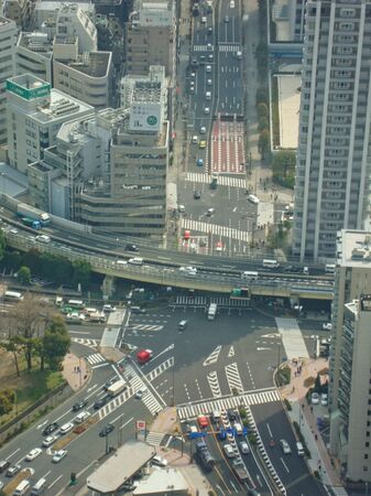 view to to tokyo city from the skyscraper down