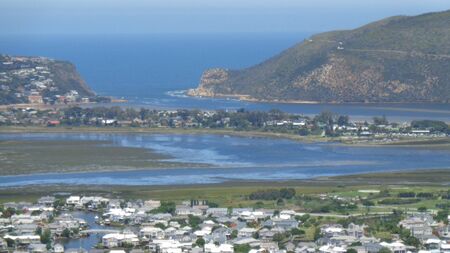 view to huts outsidethe city at summerの写真素材