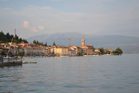 the poer with boats in veneto italyの写真素材