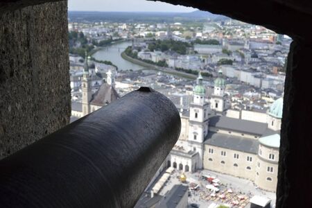 view above salzburg from a breaking place at summerの写真素材