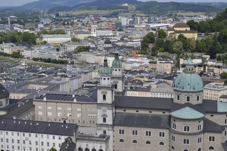 view above salzburg from a breaking place at summerの写真素材
