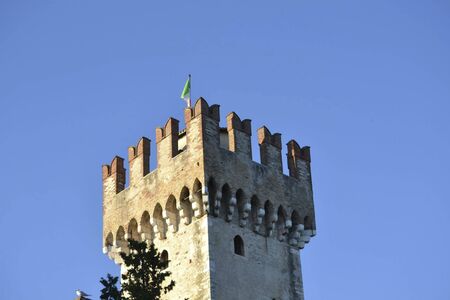 the fortified tower in simione italy at summerの写真素材