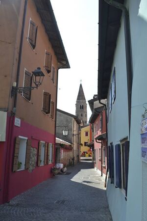 a small street in caorle italy at summer