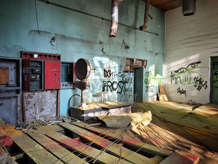 inside an old factory outside the city