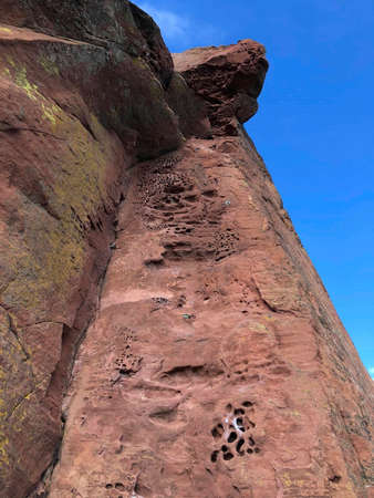 a rock for climbing up with a rope