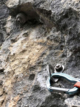 a rock is ready for climbing on it at summer