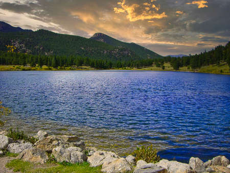 Wonderful sky over the landscape in summerの写真素材