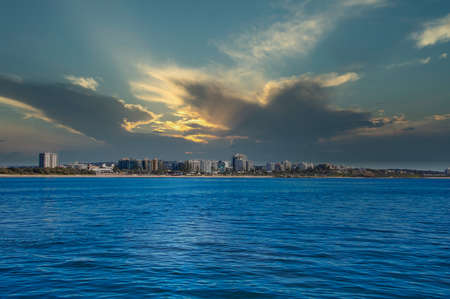 view from the boat to the skyline in miami
