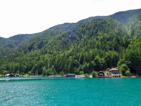 view to a wondeful lake in austria at summer