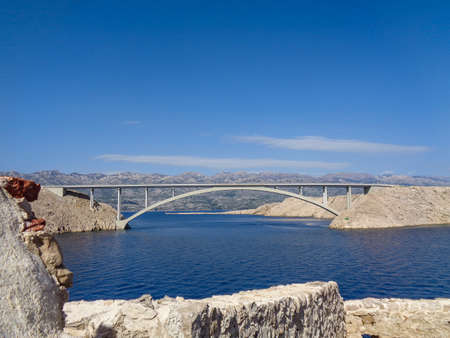 View to the bridge over the ocean at summerの写真素材