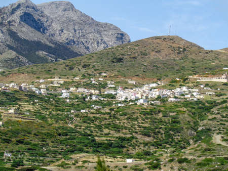 view to a village in greece at summerの写真素材