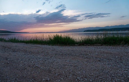 Wonderful sunset over the oceanの写真素材