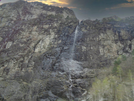 Waterfall in Yosemite National Park, California, United States of Americaの写真素材