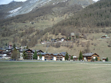 Houses in the mountains of the Swiss canton of St. Gallenの写真素材