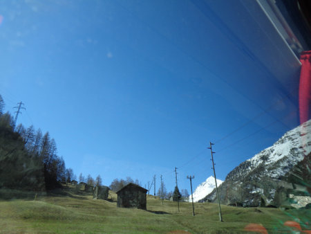 view from the car window to the landscape of mountains and forests.の写真素材