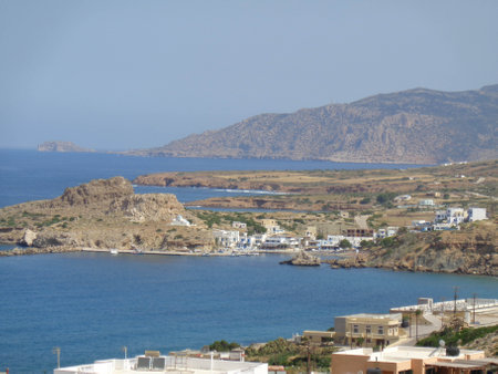 Panoramic view of Lindos, Rhodes, Greece, Europeの写真素材