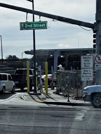 A view of the toll booth at the entrance to the toll station.の写真素材