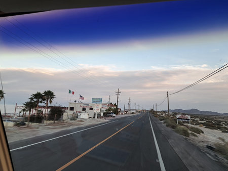 View from the car on the road to the town of Eilat. Israel.の写真素材
