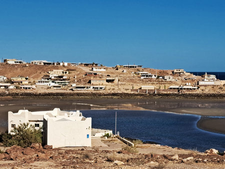 View of the village of Lindos on the island of Rhodes, Greeceの写真素材