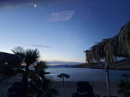 Sunset on the beach of the island of Crete, Greeceの写真素材