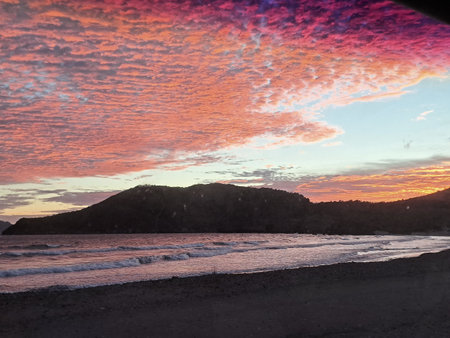 Beautiful sunset at the beach in Costa Rica, Central America.の写真素材