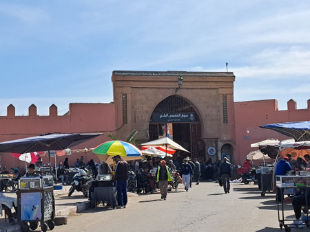 street market in Marrakesh circa February 2014 in Marrakesh.の写真素材