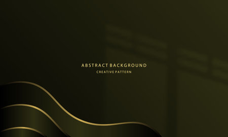 Abstract dark green background with golden line and shadow. Vector illustration.のイラスト素材