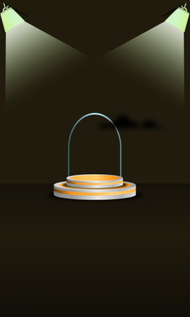 Abstract round podium illuminated with spotlight. Award ceremony concept. Vector illustrationのイラスト素材