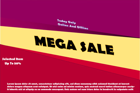 Mega sale banner template design. Big sale special offer. Vector illustrationのイラスト素材