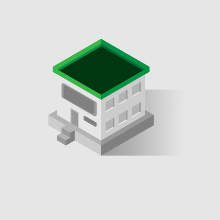 Isometric city building icon, vector illustration. Flat design style.の写真素材