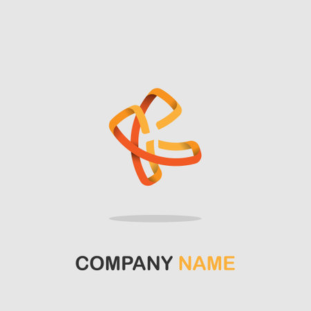 company logo icon element template letter k orange ribbon 3d vector illustrationのイラスト素材
