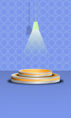 Abstract round podium illuminated with spotlight. Award ceremony concept. Vector illustrationのイラスト素材