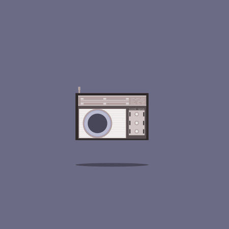Retro radio icon. Vector illustration in trendy flat style isolated on background.のイラスト素材