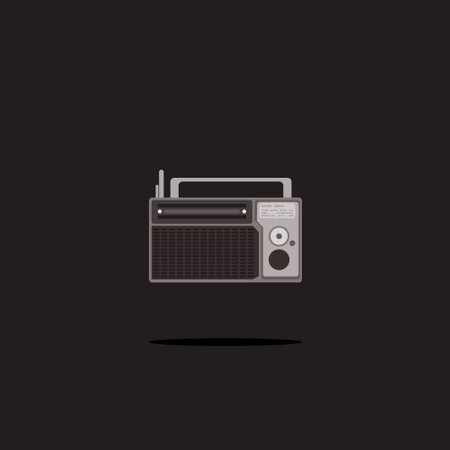 Retro radio icon in trendy flat style isolated on black background. Vector illustration.のイラスト素材