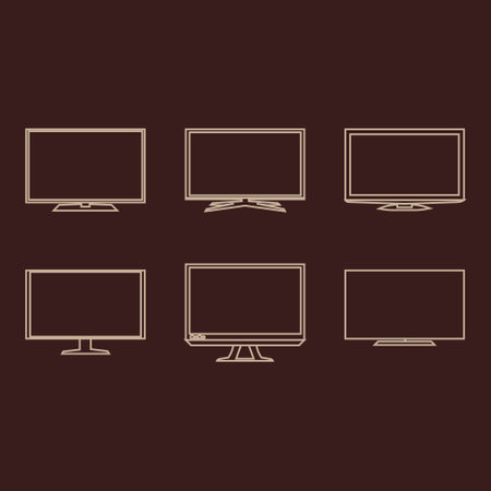 Set of computer monitors. Vector illustration isolated on brown background. Template for your design.のイラスト素材