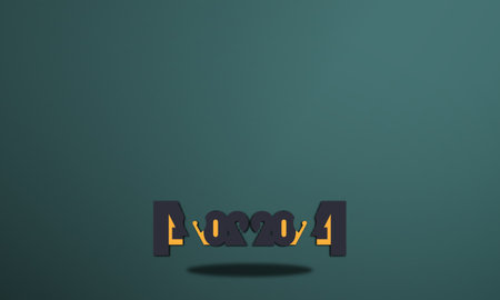 3D rendering of a dark green background with a black and orange 3D textのイラスト素材