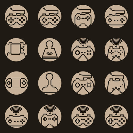 Game controller icons set on black background for graphic and web design. Simple vector sign....